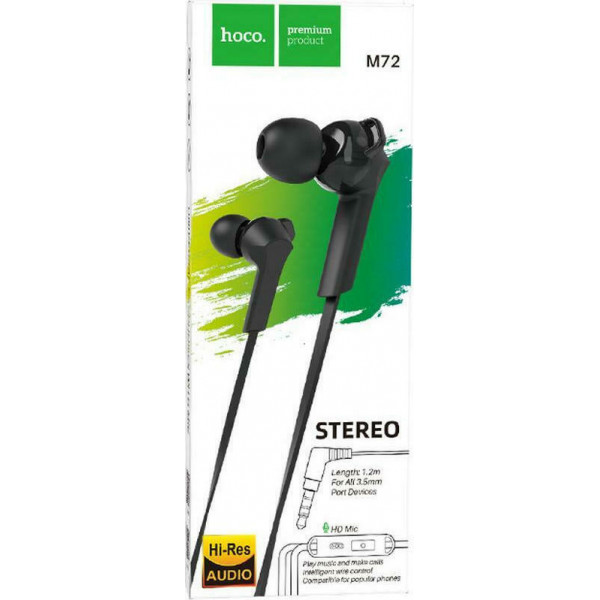 Hoco M72 Admire In-ear Handsfree με Βύσμα 3.5mm Μαύρο