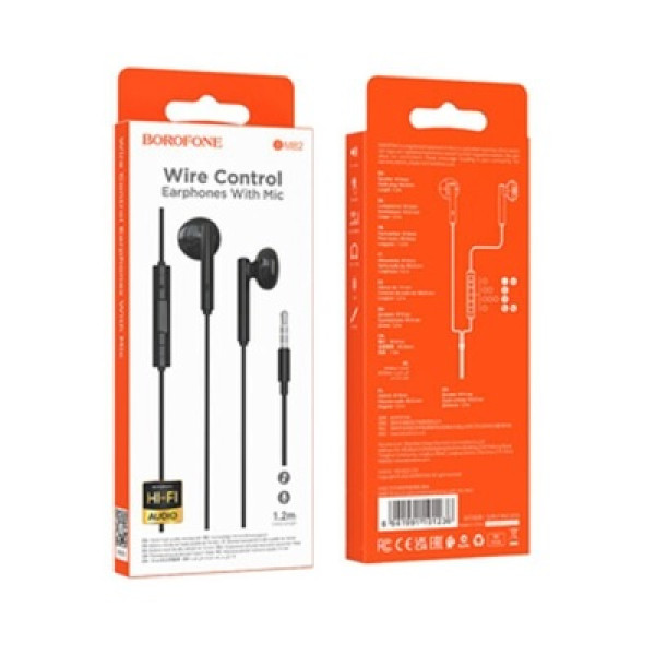 Borofone BM82 In-ear Handsfree με Βύσμα 3.5mm Μαύρο
