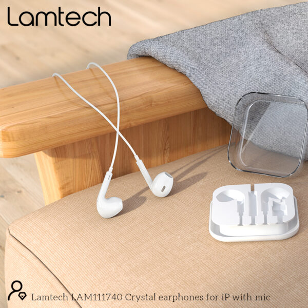 Lamtech Lightning Wired Earphones With Microphone White (LAM111740)