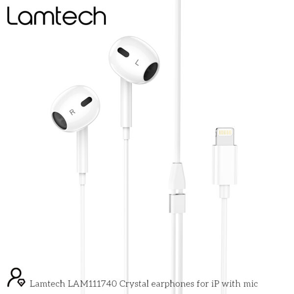 Lamtech Lightning Wired Earphones With Microphone White (LAM111740)