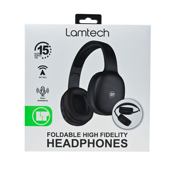 Lamtech LAM113003 Ασύρματα Bluetooth Over Ear Ακουστικά και Quick Charge Μαύρα