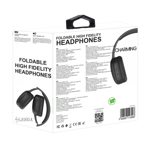 Lamtech LAM113003 Ασύρματα Bluetooth Over Ear Ακουστικά και Quick Charge Μαύρα