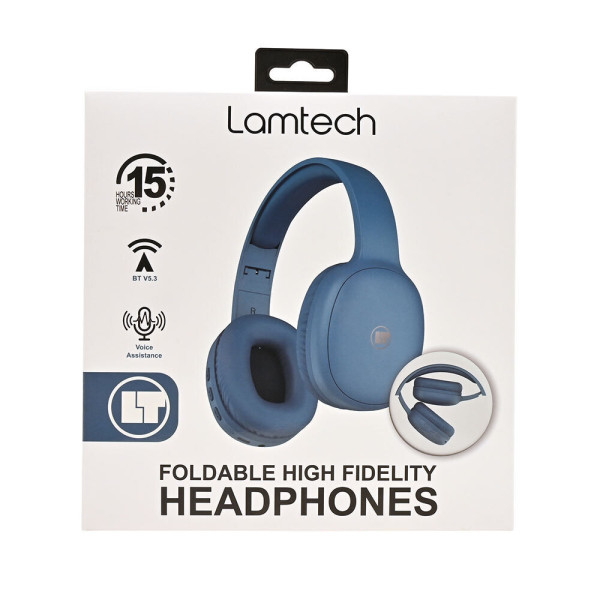 Lamtech LAM113034 Ασύρματα Bluetooth Over Ear Ακουστικά και Quick Charge Μπλε