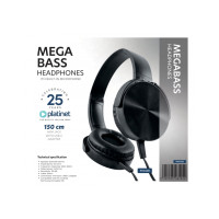 Platinet PH450B Headphones Mega Bass 1.5m Jack and Usb-c Adapter Μαύρο