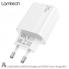 Lamtech Φορτιστής Αντάπτορας με Θύρα USB-C 25W  Λευκός