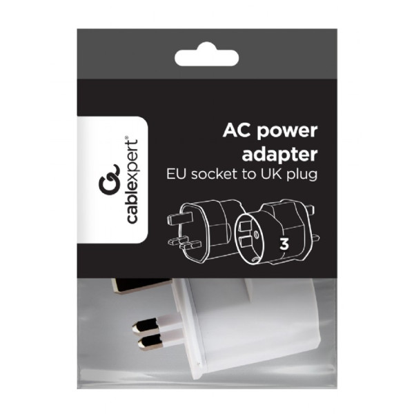 Cablexpert Power Adapter EU socket to UK plug White 