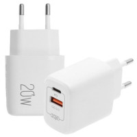 Lamtech Φορτιστής με Θύρα USB-A και Θύρα USB-C 20W Quick Charge 3.0  Λευκός (LAM023527)
