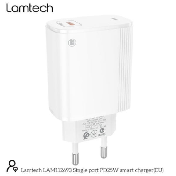 LAMTECH FAST CHARGER TYPE-C PD25W (LAM112693) WHITE 