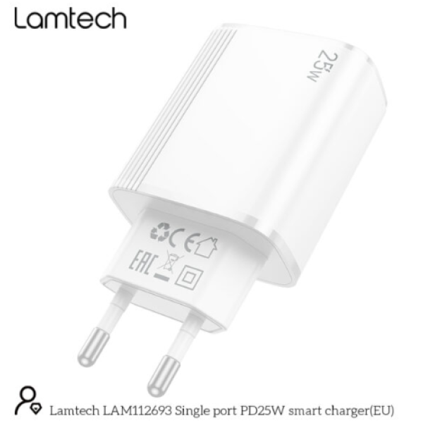 LAMTECH FAST CHARGER TYPE-C PD25W (LAM112693) WHITE 