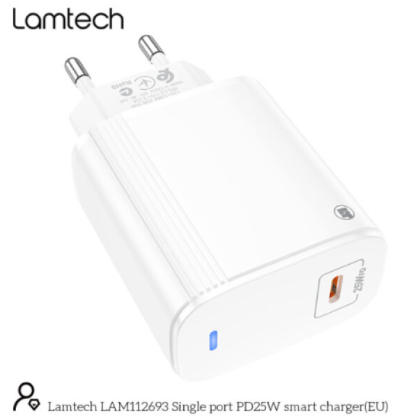 LAMTECH FAST CHARGER TYPE-C PD25W (LAM112693) WHITE 