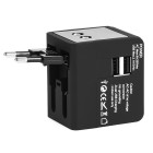 LAMTECH UNIVERSAL TRAVEL ADAPTER WITH 2 USB PORTS AC 6A BLACK