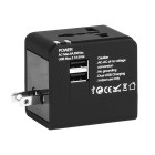 LAMTECH UNIVERSAL TRAVEL ADAPTER WITH 2 USB PORTS AC 6A BLACK