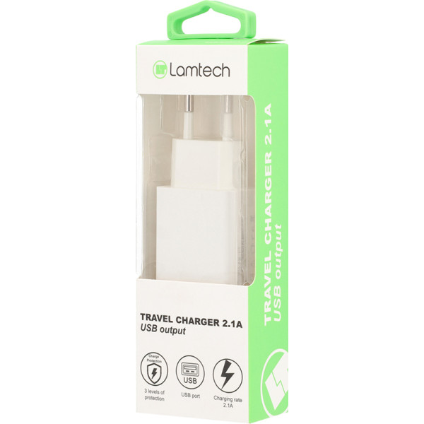 Lamtech Φορτιστής Χωρίς Καλώδιο με Θύρα USB-A Λευκός (LAM022162)