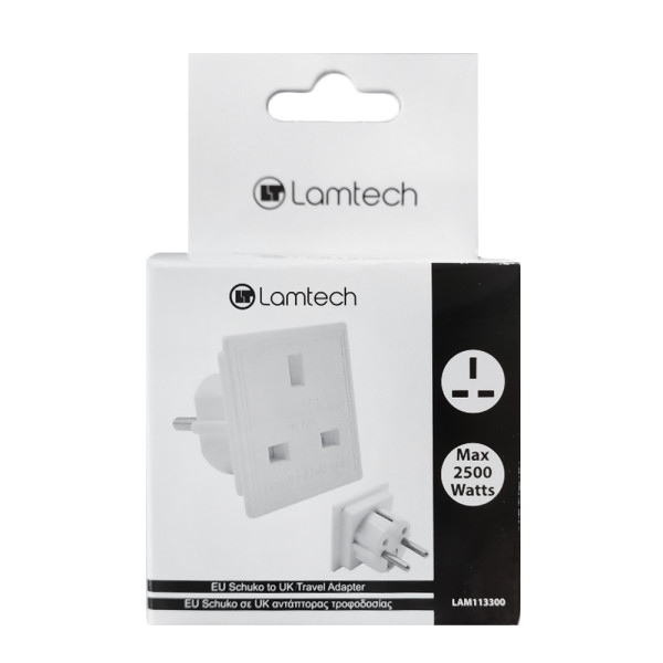 Lamtech Προσαρμογέας ταξιδιού EU to UK Λευκό (LAM113300)