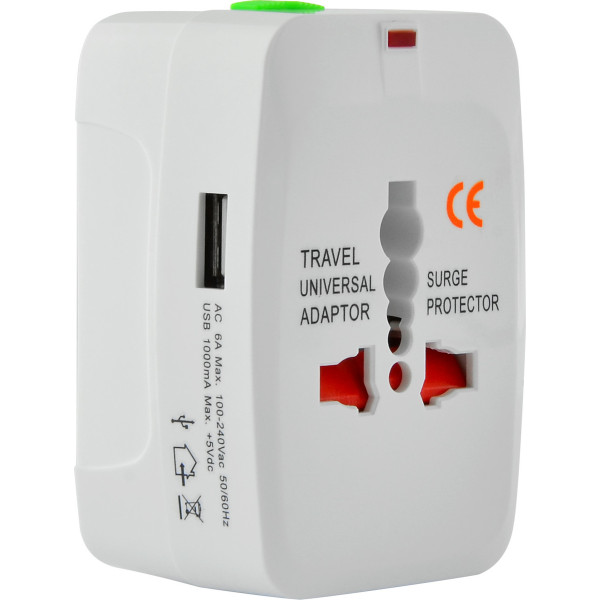 Lamtech Travel Adapter with USB Αντάπτορας Πρίζας από Universal σε Universal