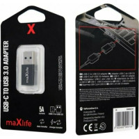 Maxlife Μετατροπέας USB-A male σε USB-C female (OEM0002301)
