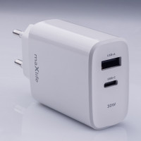 Maxlife MXTC-10-30AC PD QC Charger 1x USB-C 1x USB 30W OEM0101404 White