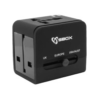 SBOX Universal Travel Adapter & Usb Charger Black