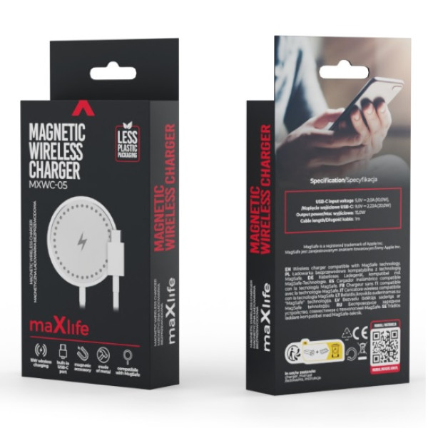 Maxlife MXWC-05 Magnetic Wireless Charger 15W OEM0101375 White
