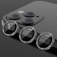 Glitter Camera Lens Tempered Glass Prοtector For iPhone 11 Pro / 11 Pro Max / 12 Pro Black