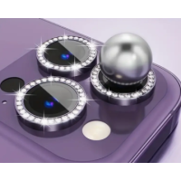 Diamond Camera Lens Tempered Glass Prοtector For iPhone 15 / 15 Plus Dark Purple