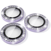Diamond Camera Lens Tempered Glass Prοtector For iPhone 15 / 15 Plus Purple