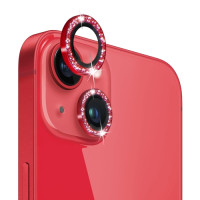 Glitter Camera Lens Tempered Glass Prοtector For iPhone 13 / 13 mini Red