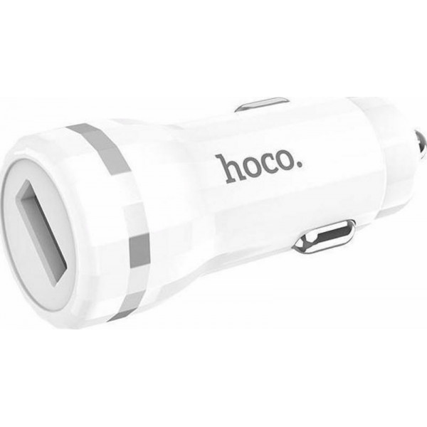 Hoco Φορτιστής Αυτοκινήτου Γρήγορης Φόρτισης με μία Θύρα USB Λευκός 