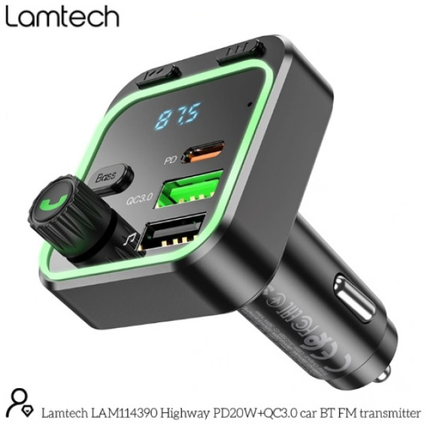 FM Transmitter Lamtech (LAM114390) Με Bluetooth, PD20W, USB, QC3.0