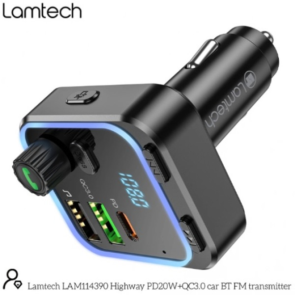 FM Transmitter Lamtech (LAM114390) Με Bluetooth, PD20W, USB, QC3.0