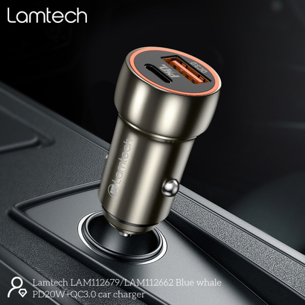 Lamtech Φορτιστής Αυτοκινήτου Metal PD20W  Gray (LAM112662)