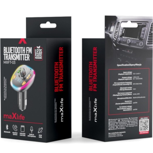 MAXLIFE MXFT-03 FM TRANSMITTER BLUETOOTH (OEM0400391) BLACK