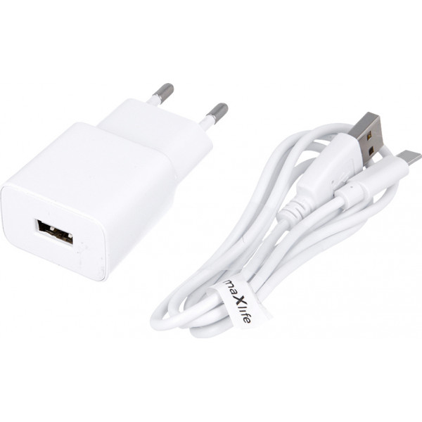 Maxlife Φορτιστής με Θύρα USB-A και Καλώδιο USB-C Λευκός (MXTC-01)