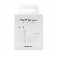 Samsung Φορτιστής με Θύρα USB-C και Καλώδιο USB-C 25W Λευκός