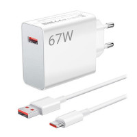 Φορτιστής Κινητού Xiaomi HyperCharge Combo BHR9465EU με Θύρα USB-A & Καλώδιο USB-C 67W Λευκό