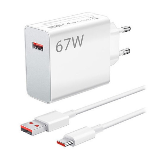 Φορτιστής Κινητού Xiaomi HyperCharge Combo BHR9465EU με Θύρα USB-A & Καλώδιο USB-C 67W Λευκό