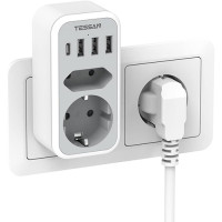 Πολλαπλή πρίζα Τοίχου Tessan 6 in 1 Wall Socket 1xSCHUKO, 1xEU SOCKET ,3xUSB, 1xTYPE-C