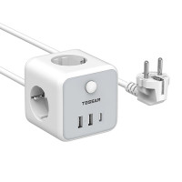 Πολλαπλή πρίζα Τοίχου Tessan 6 in 1 Powercube Strip 3xSCHUKO, 2xUSB, 1xTYPE-C, 2M Cable