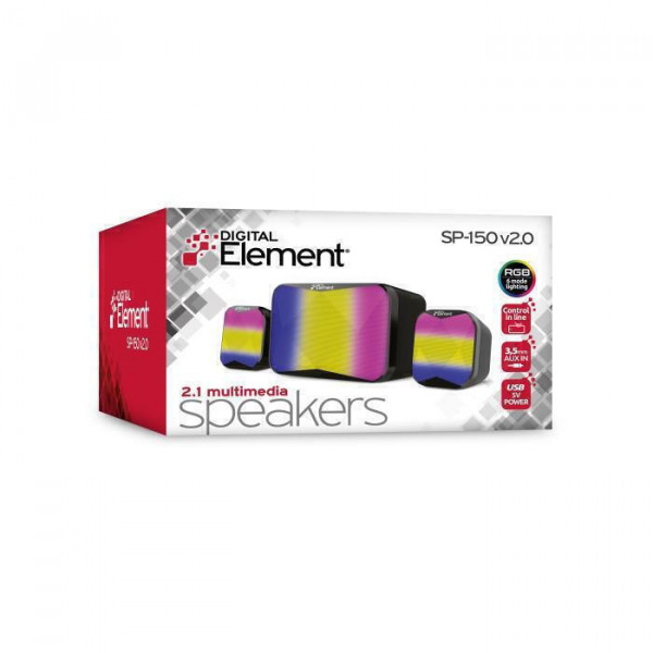 Element SP-150 v2.0 Ηχεία Υπολογιστή 2.1 με RGB Φωτισμό και Ισχύ 5W Μαύρο