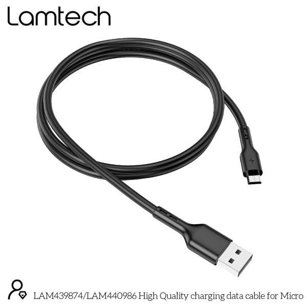Lamtech Micro USB Charging Cable 1M Μαύρο (LAM439874)