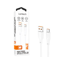 LAMTECH HIGH POWER CABLE USB TO TYPE-C 1M 27W (LAM114512) WHITE