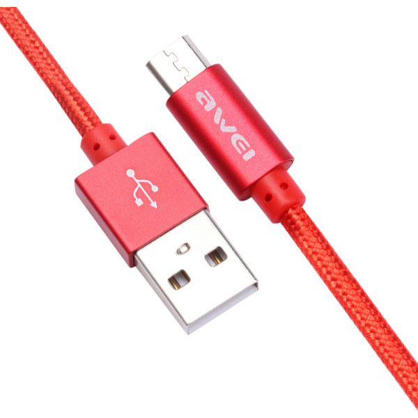 Awei Braided USB 2.0 to micro USB Cable Κόκκινο 0.3m (CL-10)