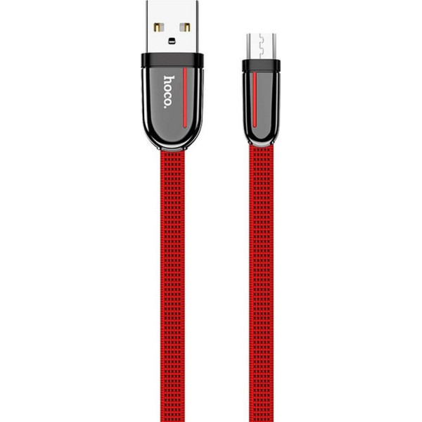 Hoco Braided USB 2.0 to micro USB Cable Κόκκινο 1.2m (U74)