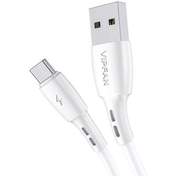 Vipfan Racing X05 USB 2.0 Cable USB-C male - USB-A male Λευκό 2m