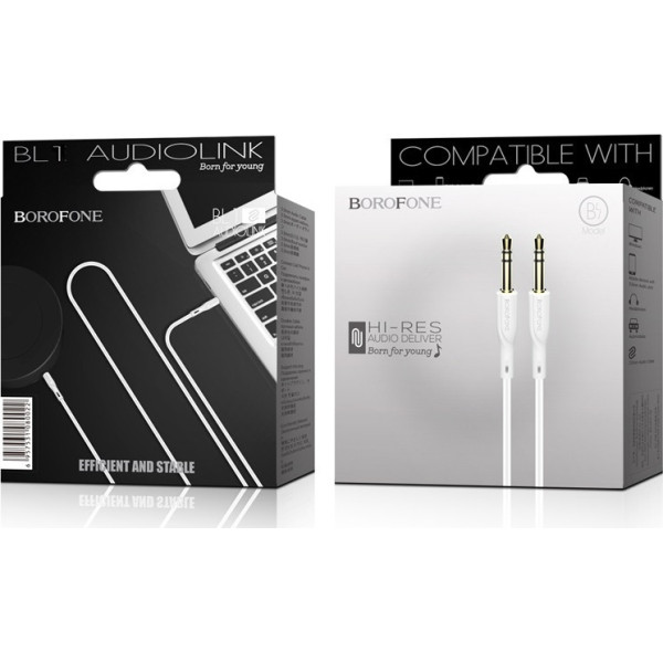 Borofone Cable 3.5mm male - 3.5mm male Λευκό 1m (BL1)