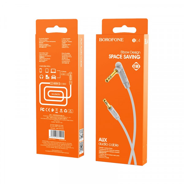 Borofone Cable 3.5mm male - 3.5mm male Λευκό 1m BL4