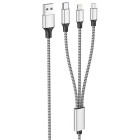 Lamtech High Quality  3 in 1 usb Cable With Metallic Shell Silver 1M (LAM450329)