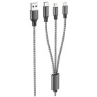 Lamtech High Quality 3 in 1 usb Cable With Metallic Shell Black 1m (LAM450305)