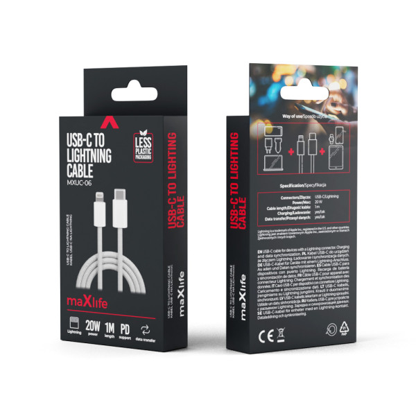 Maxlife USB-C to Lightning Cable 20W Λευκό 1m (OEM01001121)