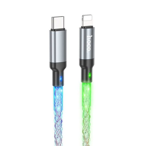 Hoco U112 Shine LED USB 2.0 Cable USB-C male - USB-C male 20W Πολύχρωμο 1m